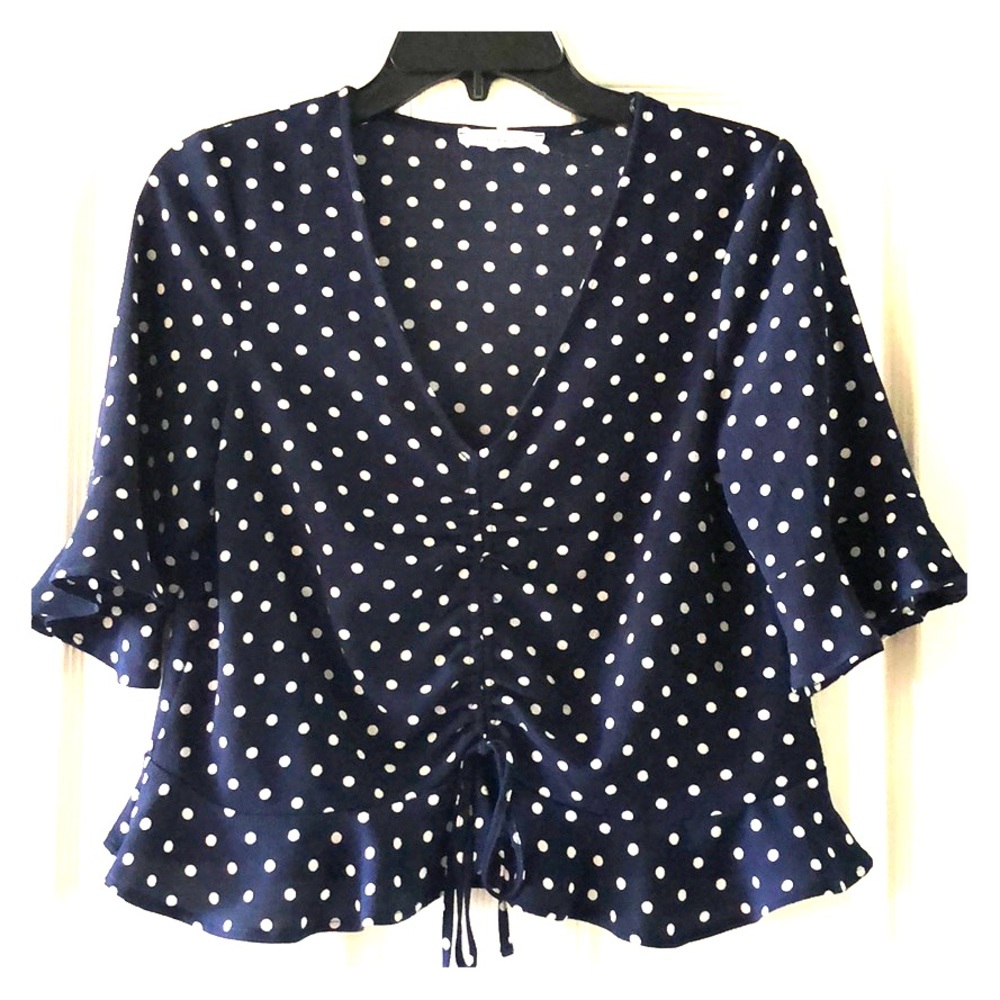 Elegant polka dot quarter sleeve blouse